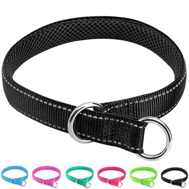 Mycicy Reflective Slip Dog Collar Loop Dog Collar for 2038 lbs Dogs Nylon Collars with Soft Padded for Dogs Training 58 W x 155 L Black