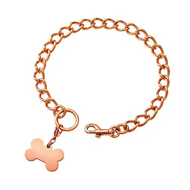 Yowity New Clip Design Dog Slip Collar with ID TagRose Gold Strong Stainless Steel P Chain Walking Training Collar for Small Medium Dogs