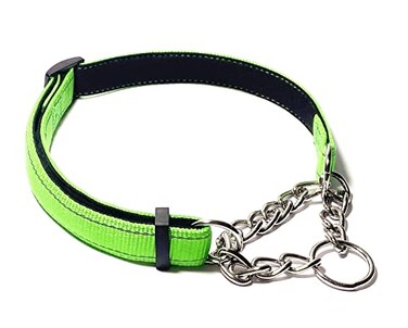PUROAYET Martingale Collar for Dogs Reflective Nylon Dog Training Collars Soft Padded No Pull Adjustable Collars Stainless Steel Chain Collar for LargeMediumSmall DogsGreenS