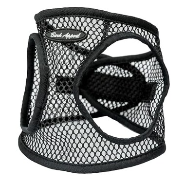 Bark Appeal Black Netted Stepin Dog Harness for Extra Small Sized Pets Updated Sizing Remeasuring is Essential Soft Netted Mesh AntiChoke with Adjustable Strap Heavy Duty Clip XXS
