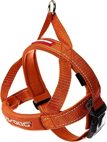 EzyDog Quick Fit Dog Harness No Pull Harness for Training Everyday Walking and Easy Control Adjustable Fit Reflective and Padded Large Orange