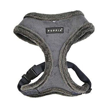 Puppia Terry Dog Harness OverTheHead Winter Suede Warm No Choke No Pull Training Walking for Small and Medium Dog Grey Small