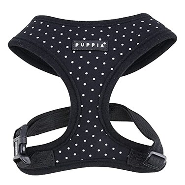 Puppia Dotty Dog Harness OvertheHead No Pull No Choke Walking Training Adjustable for Small Medium Dog Large Black