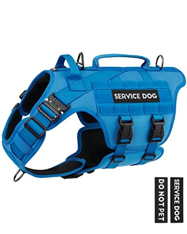 PETNANNY Tactical Dog Harness NoPull Service Vest for Large Breeds with Hook Loop Patch Panel MOLLE System Padded Handle for Walking Hiking Training BlueL