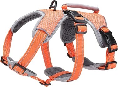 BELPRO MultiUse Support Dog Harness Escape Proof No Pull Reflective Adjustable Vest with Durable Handle Dog Walking Harness for BigActive Dogs Orange M