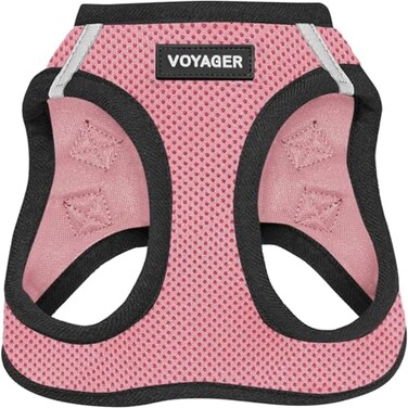 Best Pet Supplies All Weather Mesh Plush Reflective No Pull Harness for Small Medium Dogs Cats Secure with Hook Loop Fastener Buckle Double DRings PinkBlack Trim XS