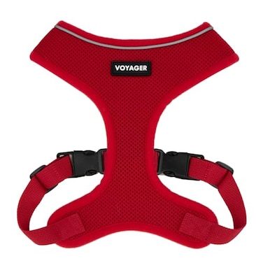 Best Pet Supplies Voyager Aerolite Over the Head Dog Harness No Pull Breathable Air Mesh Vest Quick Dry with Reflective Stitching Adjustable Escape Resistant Harness Red Medium