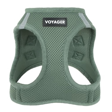 Best Pet Supplies Voyager Stepin Air Harness All Weather Mesh Reflective No Pull Harness for Dogs Cats Secure with Hook Loop Fastener Buckle Double DRings Moss Green S