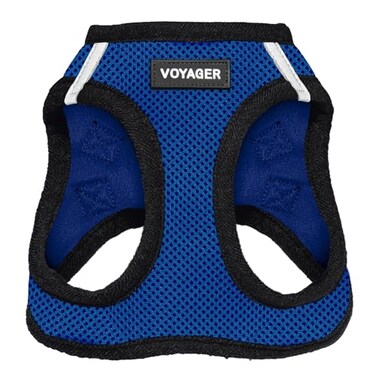 Best Pet Supplies Voyager Stepin Air Harness All Weather Mesh Reflective No Pull Harness for Dogs Cats Secure with Hook Loop Fastener Buckle Double DRings Royal BlueBlack Trim S
