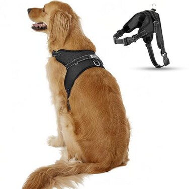 Copatchy No Pull Reflective Adjustable Dog Harness with Handle Comfortable Soft All Weather Mesh Easy On Puppy Harness for Small Medium and Large Dogs Black XLarge