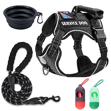 Cymiler Service Dog VestNoPull Dog Harness and Leash SetAdjustable Oxford Reflective Service Dog Vest Harness with Handle for Outdoor Walking TrainingEasy Control for Small Medium Large Dogs