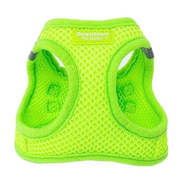 Downtown Pet Supply Step in Dog Harness XXLarge Atomic Yellow Adjustable Padded Mesh Fabric Reflective Trim No Pull Buckle Strap