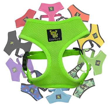 EcoBark Dog Harness EcoFriendly Max Comfort Harnesses Luxurious Soft Mesh Halter Over the Head Harness Vest No Pull and No Choke for Puppy Small Breeds Medium Dogs Large Green
