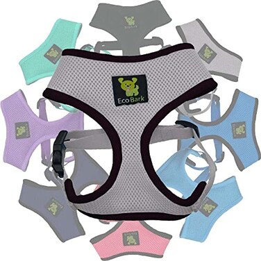 EcoBark Dog Harness Luxurious Soft Mesh EcoFriendly Over the Head Vest Harness No Pull No Choke Design Padded Breathable Body Halter for Large Breeds Gray XXL