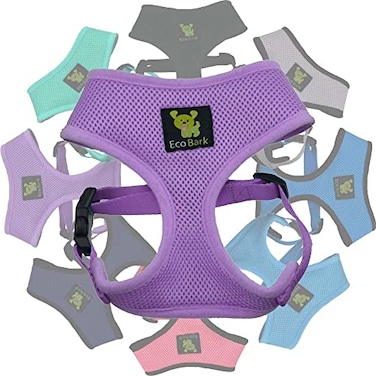 EcoBark Lavender Dog Harness EcoFriendly Max Comfort Harnesses Luxurious Soft Mesh Halter Over the Head Harness Vest No Pull and No Choke