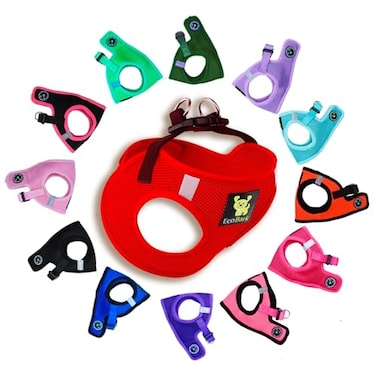 EcoBark Small Dog Harness for Toy Breed Dogs Puppies No Pull Soft Luxury Mesh Step in Harness Halter Vest Cute Adjustable Little Halter Body Wrap 710 lbs Red Small
