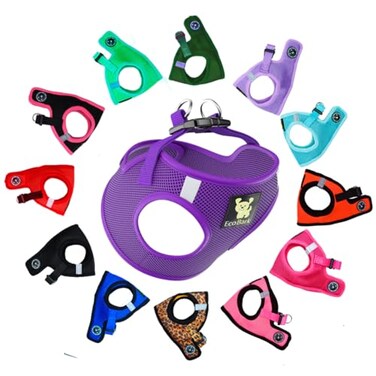 EcoBark Step in Dog Harness Vest Reflective Soft Ultra Padded Mesh Dog Harnesses for XXS XS Small and Medium Dogs EcoFriendly Comfort Secure Halter No Pull Adjustable Pet Vest Small Purple