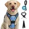 FURRYFECTION Plaid Dog Harness for Small Dogs Reflective No Pull Adjustable Pet Vest with Front Clip Leash Easy Control Handle and Seat Belt BlueWhite S