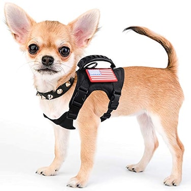 Hanshengday Tactical Service Dog Harness VestK9 Adjustable Military Working Harness WaterResistant Comfortable Training MOLLE Dog Vest with Handle with 2 Patches XS Black