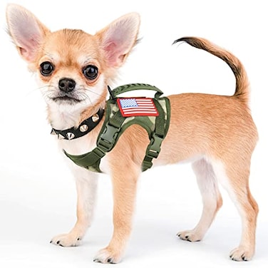 Hanshengday Tactical Service Dog Harness VestK9 Adjustable Military Working Harness WaterResistant Comfortable Training MOLLE Dog Vest with Handle XS Camo