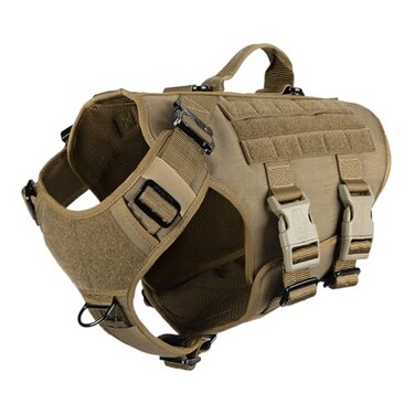 ICEFANG GN3 Tactical Dog Harness with 6X BuckleDog Molle Vest with Handle34 Body CoverageHook and Loop Panel for ID PatchNo Pulling Front Clip L 2835 Girth Coyote Brown