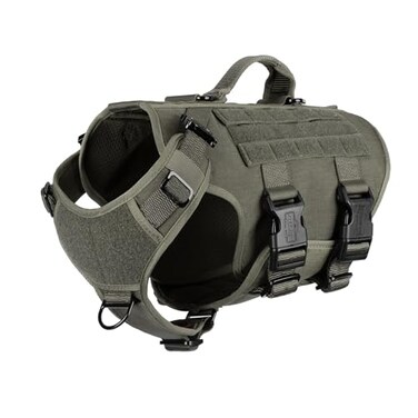 ICEFANG GN3 Tactical Dog Harness with 6X BuckleDog Molle Vest with Handle34 Body CoverageHook and Loop Panel for ID PatchNo Pulling Front Clip M 2531 Girth Ranger Green