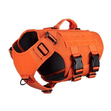ICEFANG GN3 Tactical Dog Harness with 6X BuckleDog Molle Vest with Handle34 Body Hook and Loop Panel for ID PatchNo Pulling Front Clip XL Neck 1929 Chest 3140 Safety Orange