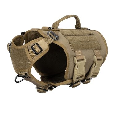 ICEFANG GN3 Tactical Dog Harness with 6X BuckleDog Molle Vest with Handle34 Body Hook and Loop Panel for ID PatchNo Pulling Front Clip XS Neck 1217 Chest 1723 Coyote Brown