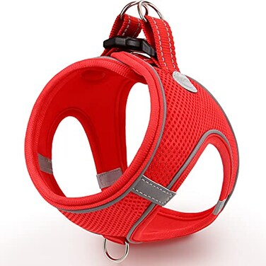 Joytale Small Dog Harness Breathable Mesh Stepin Vest Reflective Soft Padded Harnesses Small Sized Dog for Walking Red S
