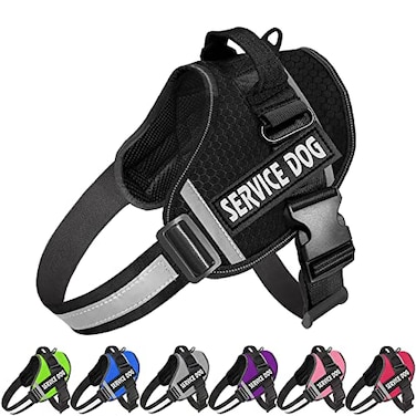 JSXD Dog HarnessNoPull Service Dog Harness with Handle Adjustable Outdoor Pet Dog Vest 3M Reflective Nylon Material Vest for BreedsEasy Control for Small Medium Large Dogs XS Black