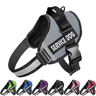 JSXD Dog HarnessNoPull Service Dog Harness with Handle Adjustable Outdoor Pet Dog Vest 6M Reflective Nylon Material Vest for BreedsEasy Control for Small Medium Large Dogs