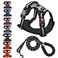 Juqiboom No Pull Dog Harness with A Free Heavy Duty 5ft Dog Leash Adjustable Soft Padded Dog Vest Reflective NoChoke Pet Oxford Vest with Easy Control Handle and Dog Leash for Dogs Grey Large