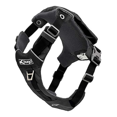 Kurgo Stash n Dash Harness Lightweight Portable Travel Dog Gear Ripstop Fabric Reflective Trim Foldable Dog Running Harness VNeck Design Black Small