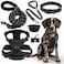 Lobeve LOBEVE No Pull Dog Harness Collar Leash Set Includes Dog Seat Belt Collapsible Bowls Poop Bag Dispenser Ideal for Training Walking Hiking Fits Small to Large DogsBlackL