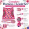 MOONPET Moonpet Step in Dog Harness Leash Set All Weather Reflective NoPull Floral Pattern Padded Mesh Vest Harness for Cats Puppy ExtraSmall Small Medium Large Dogs Romantic Sakura S