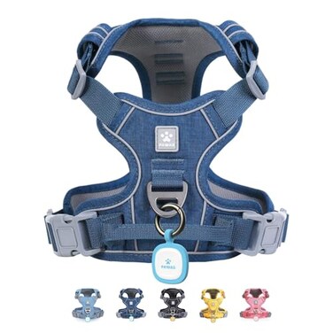 Pawaii No Pull Dog Harness with Pet ID TagReflective Strips No Choke Front O Ring Breathable Mesh Adjustable Soft Padded Pet Vest with Easy Control Handle for Medium Dogs