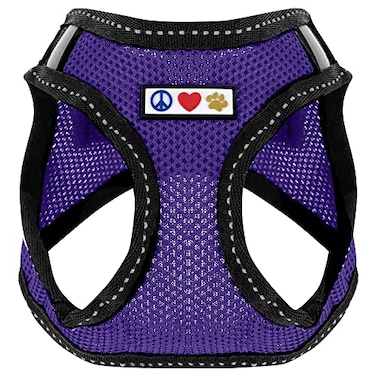 Pawtitas Reflective Mesh Puppy Dog Harness for Extra Extra Small Dogs Adjustable No Pull Fits Neck 8 in Chest 12 in XXS Purple