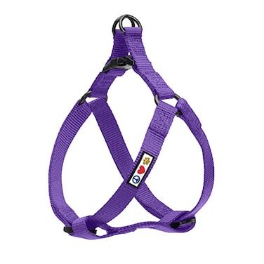 Pawtitas Solid Stepin Dog Harness Adjustable NoPull Vest for Puppies to Seniors Safe Comfortable M Purple