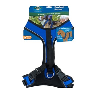 PetSafe EasySport Dog Harness Adjustable Padded Dog Harness with Control Handle and Reflective Piping Medium Blue