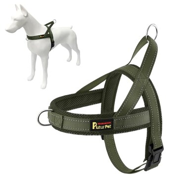 PLUTUS PET Plutus Pet No Pull Dog Harness with Breathable Mesh Padded Adjustable Reflective Escape Proof Dog Harness Quick Fit Dog Vest Harness for Small Medium Large DogsM Ranger Green