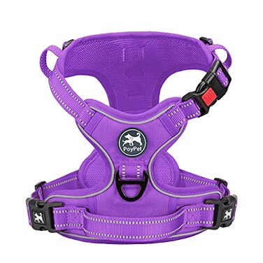 PoyPet No Pull Dog Harness No Choke Reflective Dog Vest Adjustable Pet Harnesses with Easy Control Padded Handle for Small Medium Large DogsPurple Matching TrimS