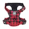 PoyPet No Pull Dog Harness Release at Neck Reflective Adjustable No Choke Pet Vest with Front Back 2 Leash Attachments Soft Control Training Handle PlaidCheckered Red S