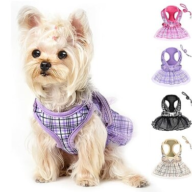 Kosiyi Purple Dog Harness and Leash Set Breathable Adjustable No Pull Harness for Small to Medium Dogs Chest 137173in