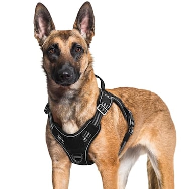 rabbitgoo Dog Harness for Large Dogs No Pull Tactical Service Pet Vest with Molle and Control Handle Adjustable and Reflective Military Harness for Easy Walking and Training Black XL