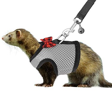 Rypet Small Animal Harness and Leash Soft Mesh Small Pet Harness with Safe Bell No Pull Comfort Padded Vest for Small Pet Gray S