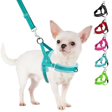SlowTon No Pull Small Dog Harness and Leash Set Puppy Soft Vest Harness Neck Chest Adjustable Reflective Lightweight Harness AntiTwist Pet Lead Combo for Small Medium DogsBLFront ClipXXS