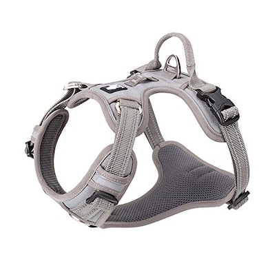 TRUE LOVE Dog Harness No Pull Nylon Reflective Pet Harness Adjustable Comfortable Control Stepin Brilliant Colors Truelove TLH56512 Gray