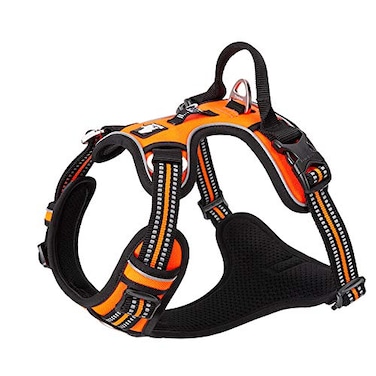 TRUE LOVE Truelove Dog Harness No Pull Nylon Reflective Pet Harness Adjustable Comfortable Control Stepin Brilliant Colors TLH56512 Orange
