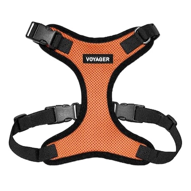 Best Pet Voyager Stepin Pet Harness All Weather Mesh Adjustable Step in Harness for Cats and Dogs by Supplies OrangeBlack Trim S