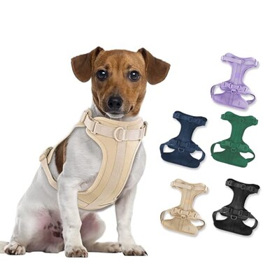 Wisedog No Pull Lightweight Dog Harness Adjustable Breathable Pet Vest Harness with Soft Comfortable Cushion for Small Medium Large Dogs Medium Sand Color